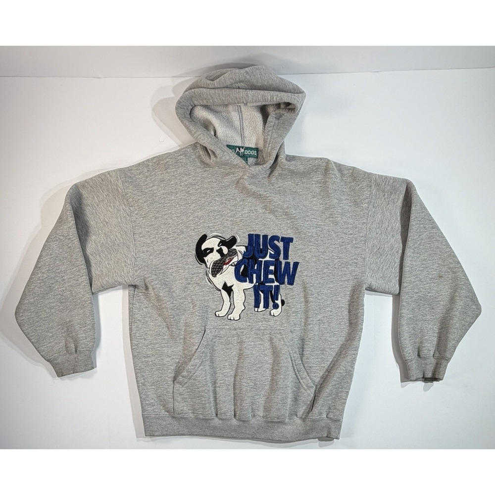Big Dogs Just Chew It Hoodie Mens S Gray Graphic Dog Sweatshirt
